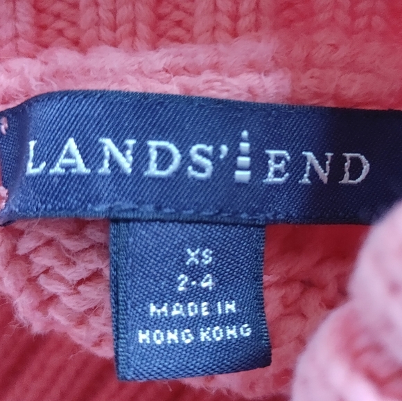 Lands' End Chunky Bright Pink Turtleneck Cable Knit Sweater - Picture 6 of 7